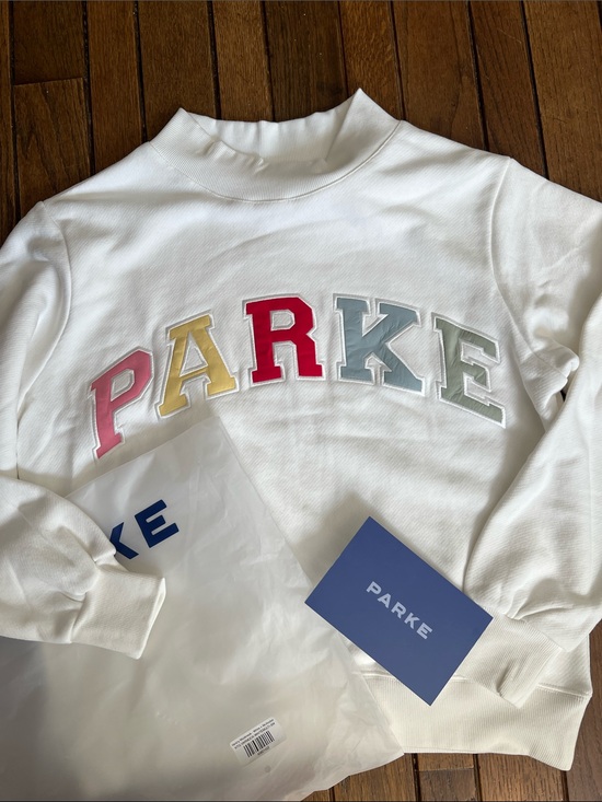 Parke Tops - PARKE Paradise Multicolor Varsity Heritage Mockneck Size L/XL New In Bag NWT